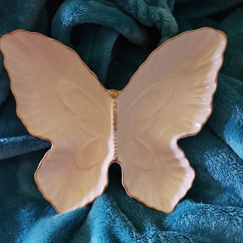 Lenox Pink and Gold Butterfly Dish